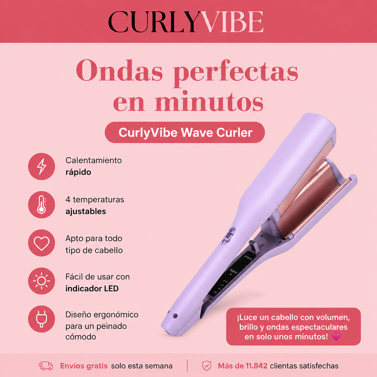 Onduladora de pelo CURLYVIBE